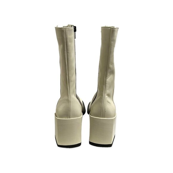 Vintage Y2K Square Toe Mid Shaft Cream Leather Booties.  Size 38 EU. Made in Ita - Picture 7 of 10